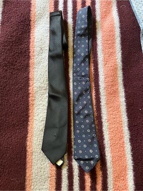 Yves Saint Laurent Navy Tie with Multicolor Target Dot Pattern